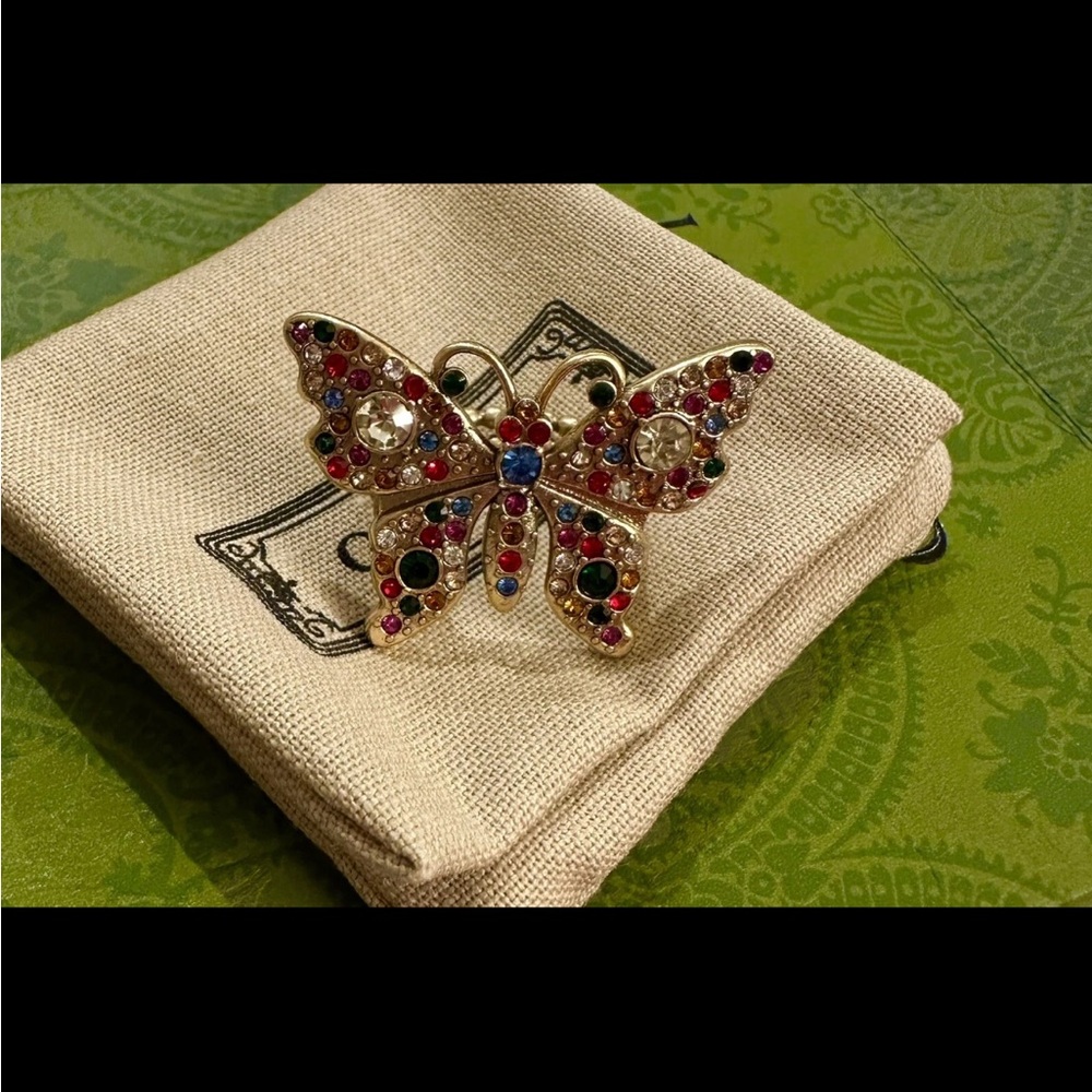 Gucci Marmont GG Elegant Butterfly  Multicolor Crystal Ring - Picture 4 of 5